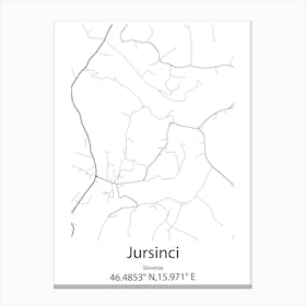 Jursinci,Slovenia Minimalist Map Stampe su tela