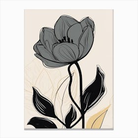 Line Art Tulips Flowers Illustration Neutral 8 Canvas Print