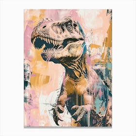 Retro Pastel Dinosaur Collage Canvas Print