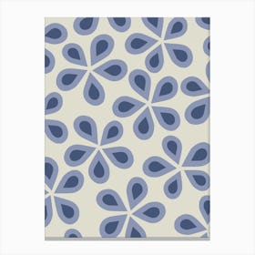 Daisy Florets | 02 - Blue And Sage Green Floral Canvas Print