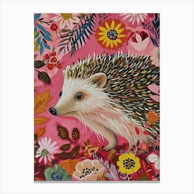 Floral Animal Painting Hedgehog 4 Canvas Print