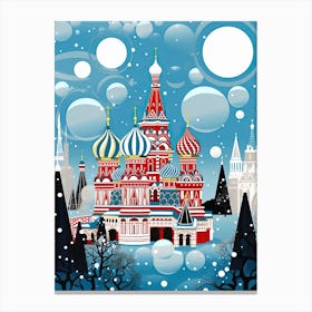 Moscow, Illustration In The Style Of Pop Art 4 Canvas Print