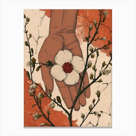 Hand Holding A Flower Canvas Print