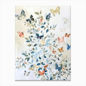 Butterflies Pastels Jungle Illustration 1 Canvas Print