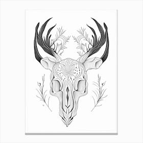 Animal Skull 3 Line Drawing Canvas Print