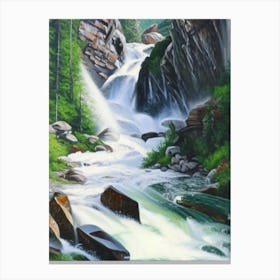 Krimml Waterfalls, Austria Peaceful Oil Art  Canvas Print