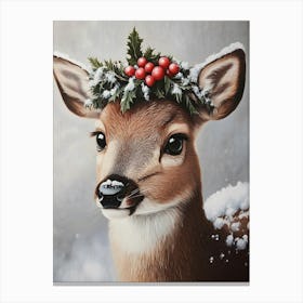 Deer In The Snow 3 Canvas Print