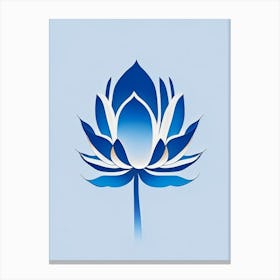 Blue Lotus Retro Minimal 3 Canvas Print