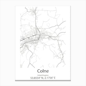 Colne,United Kingdom Minimalist Map Canvas Print