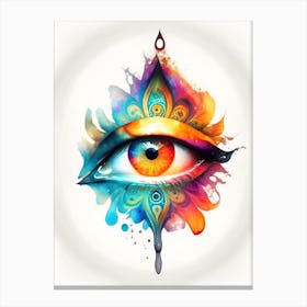Om Aum, Symbol, Third Eye Watercolour 2 Canvas Print