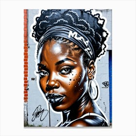 Graffiti Mural Of Beautiful Black Woman 362 Canvas Print