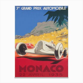 Grand Prix Automobile Monaco Vintage Poster Canvas Print