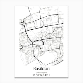 Basildon,United Kingdom Minimalist Map Canvas Print