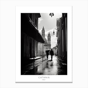 Poster Of Catania, Italy, Black And White Analogue Photography 3 Canvas Print