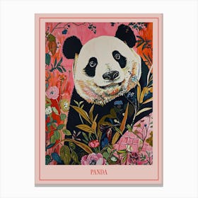Floral Animal Painting Panda 1 Poster Canvas Print