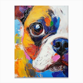 Oil Dog Portrait Painting In Multicolored Tones Canvas Print