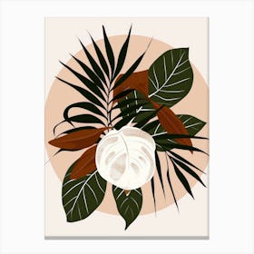 White Flower And Leaves Canvas Print