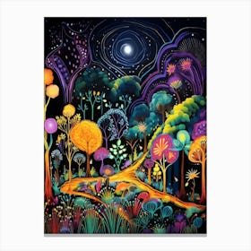 Forest At Night Canvas Print