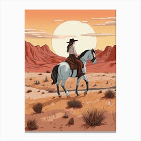Cowgirl Riding A Horse In The Desert 11 Canvas Print