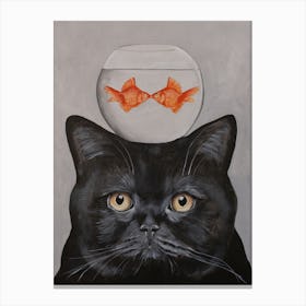 Cat With Fishbowl Canvas Print