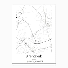 Arendonk,Belgium Minimalist Map Canvas Print