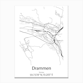 Drammen,Norway Minimalist Map Canvas Print