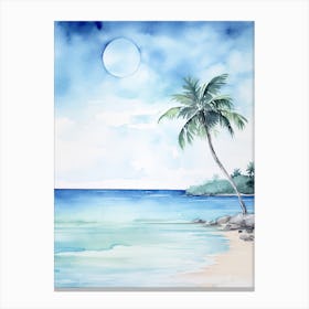 Watercolour Of Grace Bay Beach   Providenciales Turks And Caicos Islands 2 Canvas Print