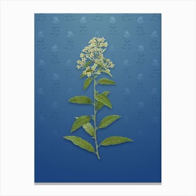 Vintage Green Cestrum Botanical on Bahama Blue Pattern Canvas Print