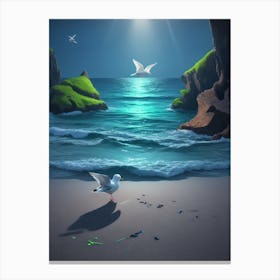 Seagulls On The Beach 1 Canvas Print
