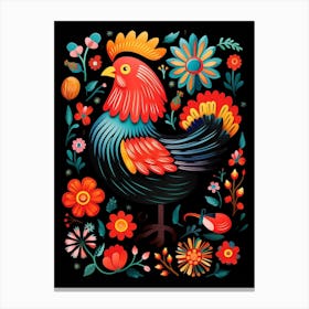 Folk Bird Illustration Chicken 2 Canvas Print