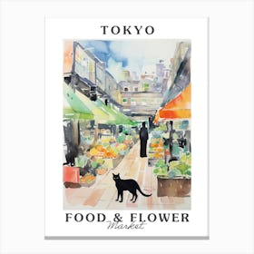 Food Market With Cats In Tokyo 3 Poster Canvas Print