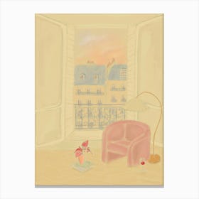 Cozy Paris Window View Canvas Print