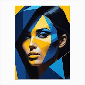 Geometric Woman Portrait Pop Art Fashion Yellow (29) Canvas Print
