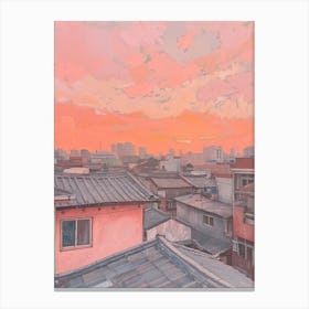 Seoul Rooftops Morning Skyline 4 Canvas Print