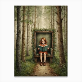 Reading In The Woods Canvas Print