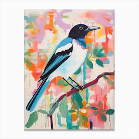 Colourful Bird Painting Magpie 5 Canvas Print