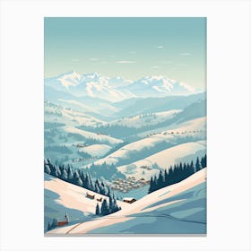 Kitzbuhel   Austria, Ski Resort Illustration 0 Simple Style Canvas Print