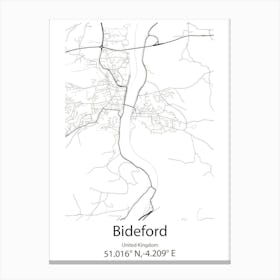 Bideford,United Kingdom Minimalist Map Stampe su tela