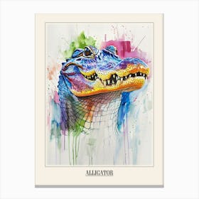 Alligator Colourful Watercolour 4 Poster Canvas Print