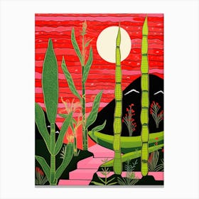 Pink And Red Plant Illustration Snake Plant 2 Canvas Print