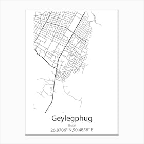 Geylegphug,Bhutan Minimalist Map Canvas Print