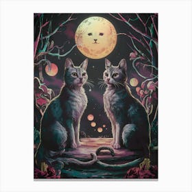 Cats In The Moonlight Canvas Print