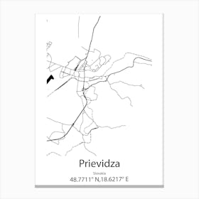 Prievidza,Slovakia Minimalist Map Canvas Print