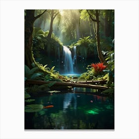 Waterfall In The Forest 7 Canvas Print