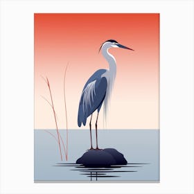 Minimalist Great Blue Heron 4 Illustration Canvas Print