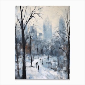 Winter City Park Painting Central Park New York City 4 Canvas Print