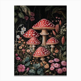 Red Mushrooms in a Fantasy Forest Canvas Print