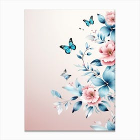 Butterfly And Flowers Wallpaper, A Butterfly Toned Design With Flowers And Leaves Trees And Birds A Beautiful And Simple Picture Wall art Canvas Print