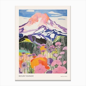 Mount Rainier United States 3 Colourful Mountain Illustration Poster Canvas Print