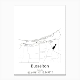 Busselton,Australia Minimalist Map Canvas Print